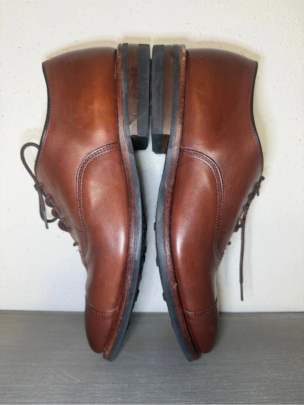Allen Edmonds Park Avenue 10 D Brown Leather Cap Toe Oxfords Dainite Sole Shoes